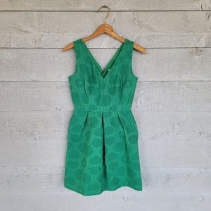 J. Crew V neck Green Textured Jacquard Dress size 00
